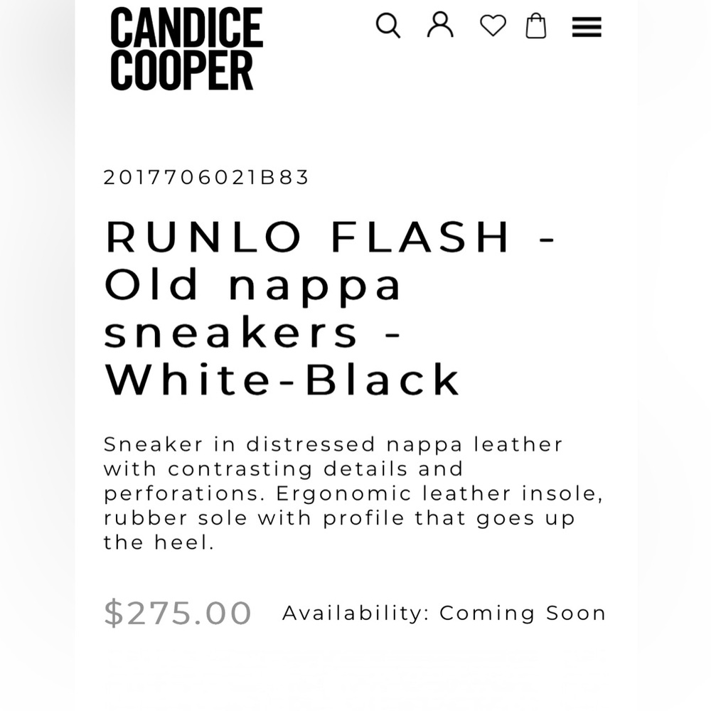 NWT Candice Cooper RUNLO FLASH - Old nappa sneakers - White-Black - Picture 6 of 16